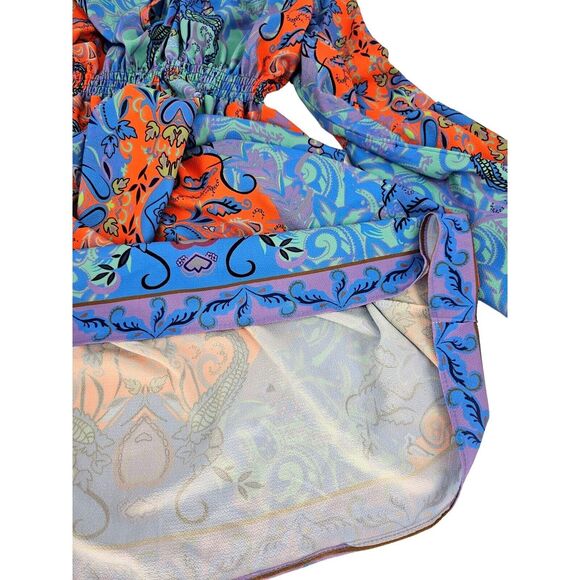 Bohemian Smocked Waist Bell Sleeves Dress Large - Picture 10 of 12